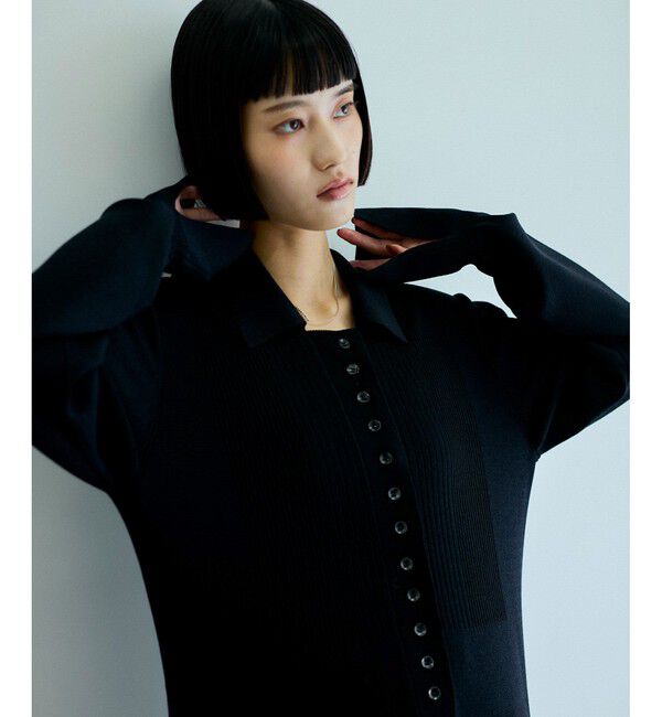 ADAM ET ROPE'「【洗える】ボタンニットポロワンピース」|ワンピース|