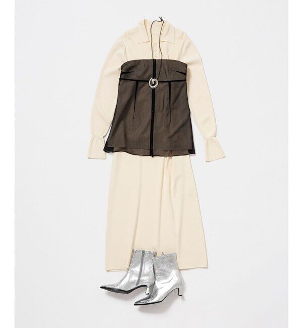 ADAM ET ROPE'「【洗える】ボタンニットポロワンピース」|ワンピース|