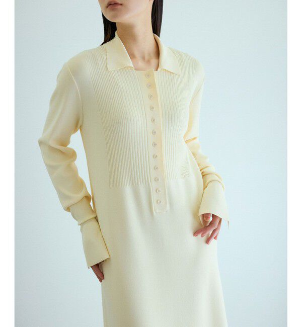 ADAM ET ROPE'「【洗える】ボタンニットポロワンピース」|ワンピース|