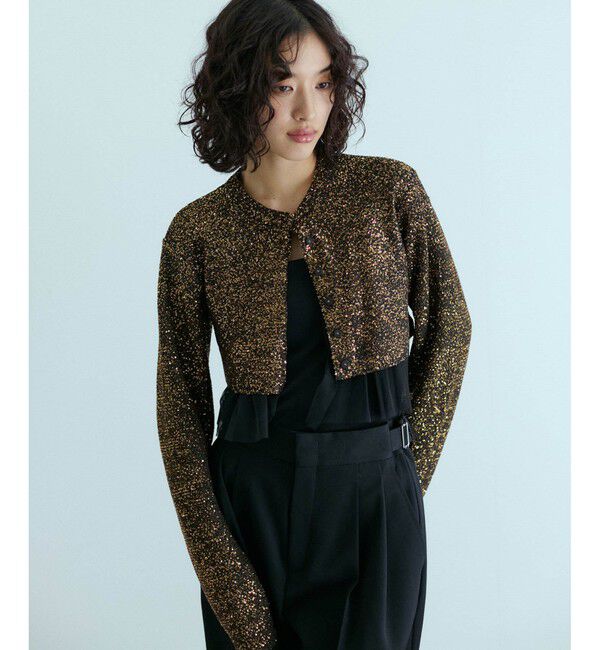 ADAM ET ROPE'「スパンコールニット2WAYカーディガン」|カーディガン|