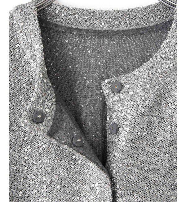 ADAM ET ROPE'「スパンコールニット2WAYカーディガン」|カーディガン|