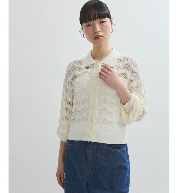 ADAM ET ROPE'「レースニットカーディガン」|カーディガン|