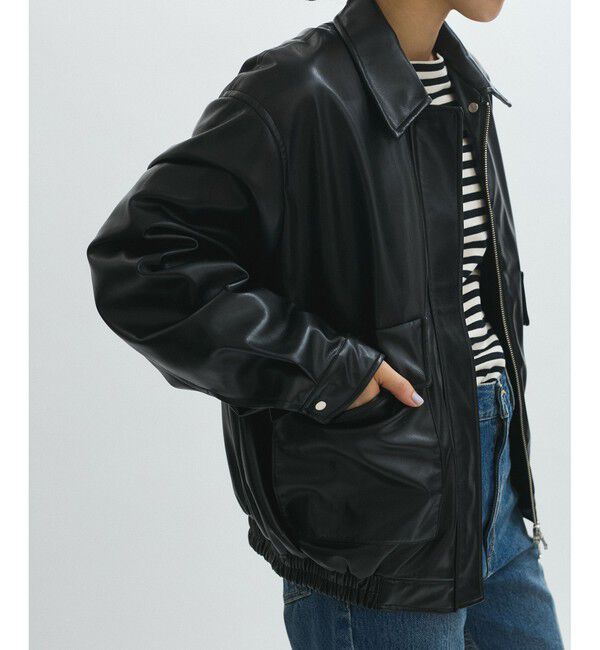 ADAM ET ROPE'「シンセティックレザーブルゾン」|ブルゾン・スタジャン|