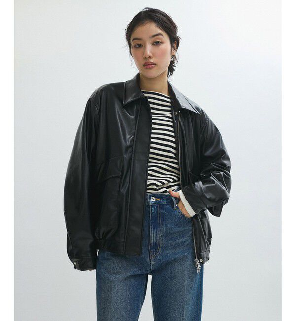 ADAM ET ROPE'「シンセティックレザーブルゾン」|ブルゾン・スタジャン|