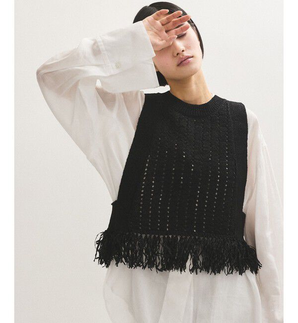 ADAM ET ROPE'「【WEB限定】フリンジニットジレ」|ベスト・ジレ|クロサブ