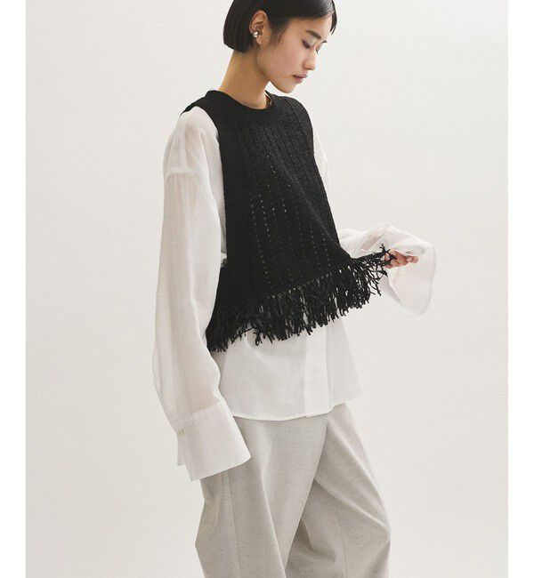 ADAM ET ROPE'「【WEB限定】フリンジニットジレ」|ベスト・ジレ|