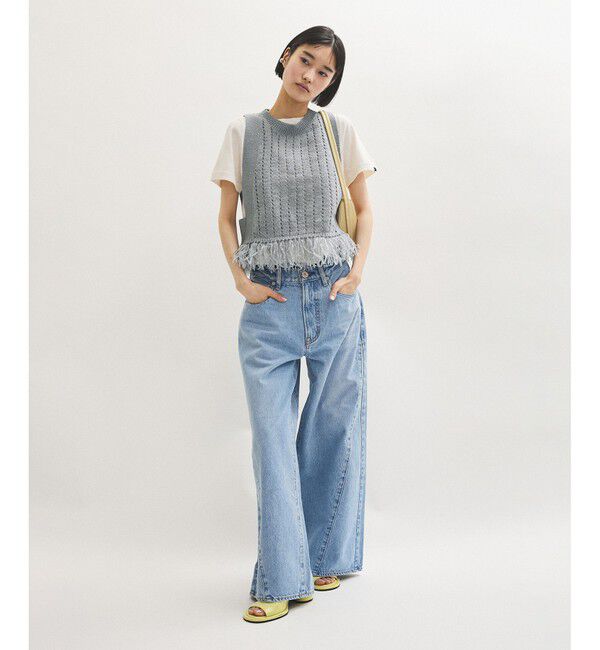 ADAM ET ROPE'「【WEB限定】フリンジニットジレ」|ベスト・ジレ|