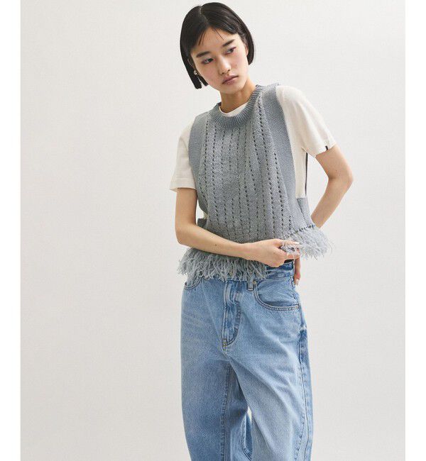 ADAM ET ROPE'「【WEB限定】フリンジニットジレ」|ベスト・ジレ|