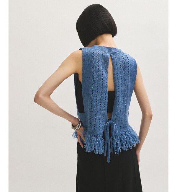 ADAM ET ROPE'「【WEB限定】フリンジニットジレ」|ベスト・ジレ|