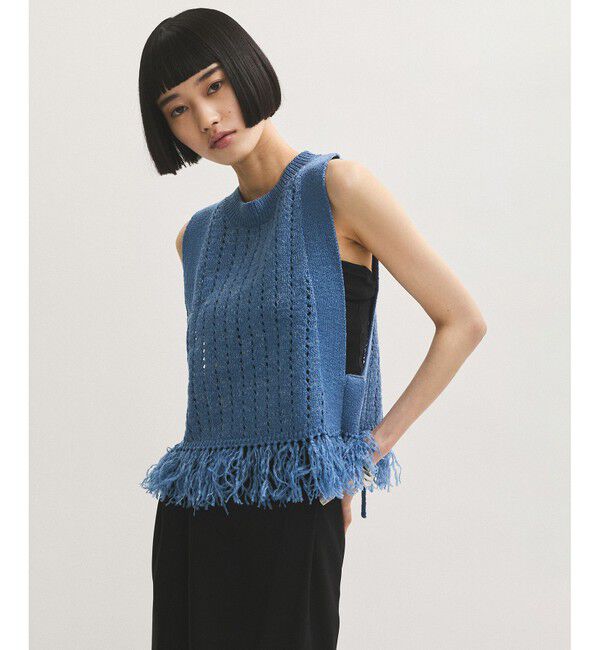 ADAM ET ROPE'「【WEB限定】フリンジニットジレ」|ベスト・ジレ|