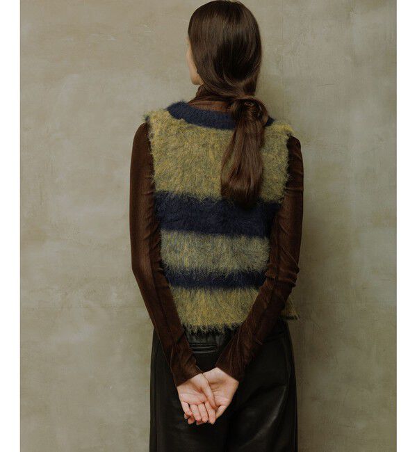 ADAM ET ROPE'「【WEB限定】ブラッシュドボーダーベスト」|ベスト・ジレ|