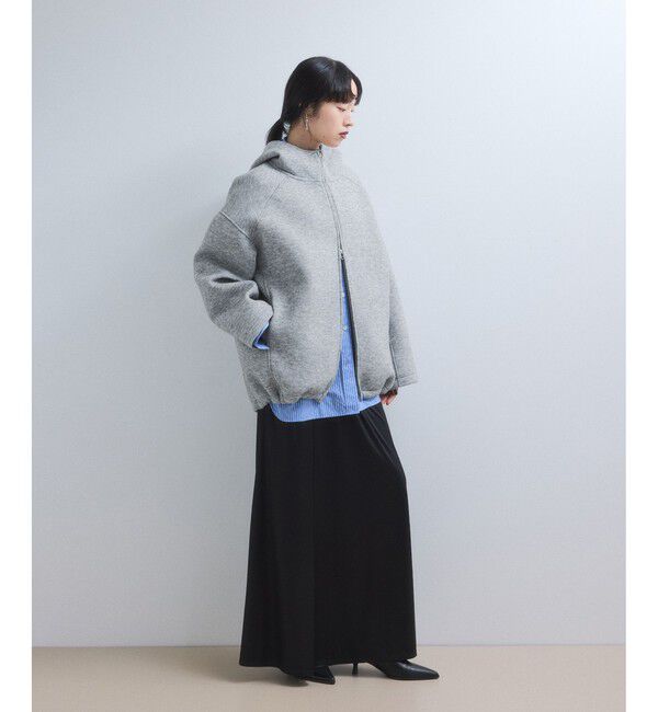 ADAM ET ROPE'「【WEB限定】メランジボンディングフーディーブルゾン」|ブルゾン・スタジャン|