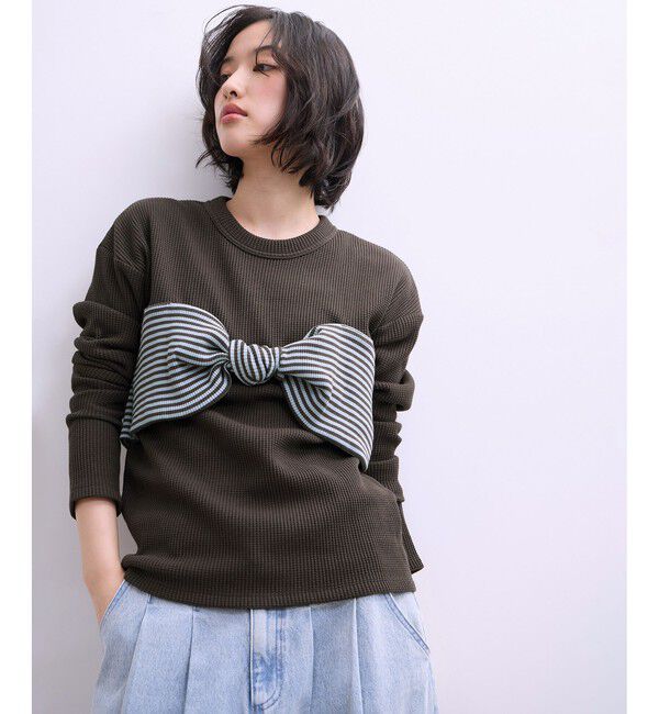 ADAM ET ROPE'「【WEB限定】ツイストビスチェドッキングプルオーバー」|Tシャツ・カットソー|チャコール(06)