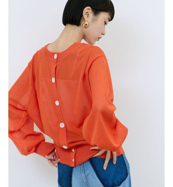 ADAM ET ROPE'「【WEB限定】シアークルーネックカーディガン」|カーディガン|オレンジ(70)