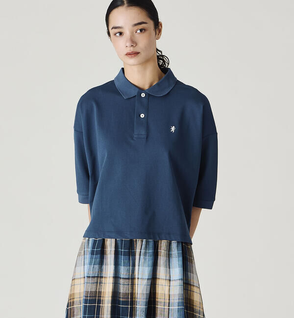 GYMPHLEX「Gymphlex | ハイゲージ鹿の子 ポロシャツ WOMEN」|ポロシャツ|BLUE