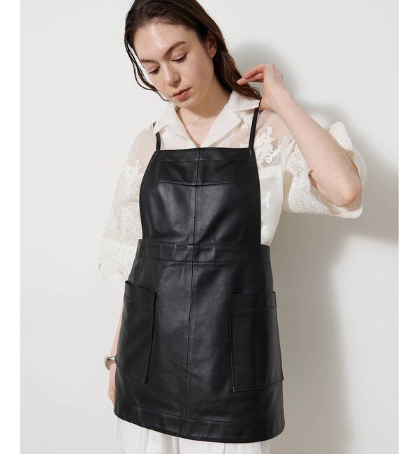  「レザーエプロンワンピース」|ワンピース|