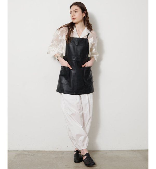  「レザーエプロンワンピース」|ワンピース|