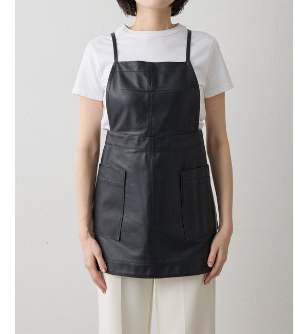  「レザーエプロンワンピース」|ワンピース|