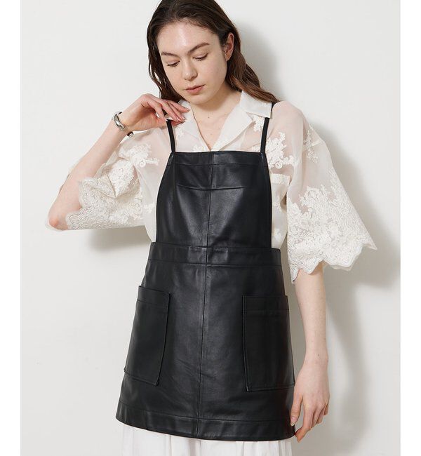  「レザーエプロンワンピース」|ワンピース|