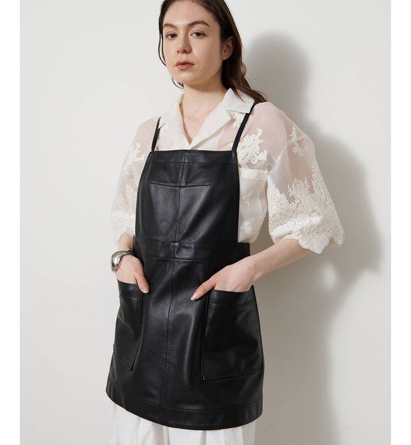  「レザーエプロンワンピース」|ワンピース|