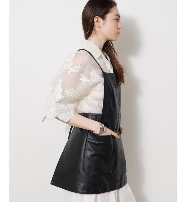  「レザーエプロンワンピース」|ワンピース|