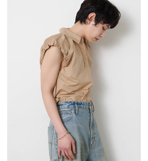 THE PAUSE「【THE PAUSE】袖ギャザーノースリーブシャツ」|シャツ・ブラウス|