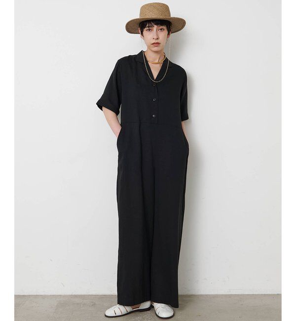 THE PAUSE「【THE PAUSE】リネン混カイキンジャンプスーツ」|ワンピース|ブラック