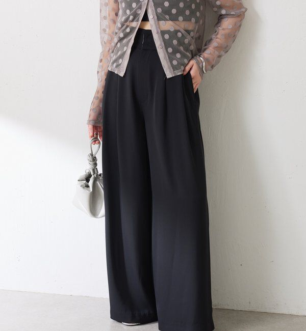  「【Nuel/ヌエル】 2WAYハイウエストパンツ」|チノ|ブラック