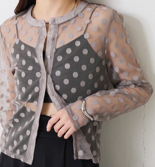  「【Nuel/ヌエル】 キャミ付きドットカーディガン」|Tシャツ・カットソー|