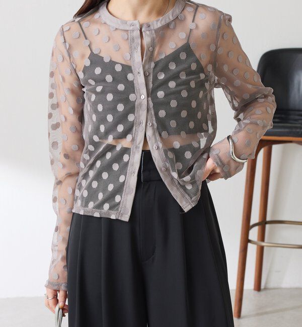  「【Nuel/ヌエル】 キャミ付きドットカーディガン」|Tシャツ・カットソー|