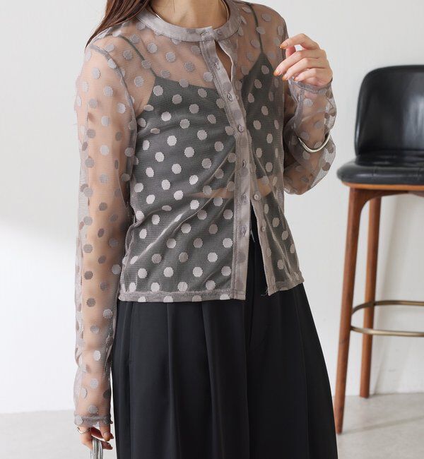  「【Nuel/ヌエル】 キャミ付きドットカーディガン」|Tシャツ・カットソー|