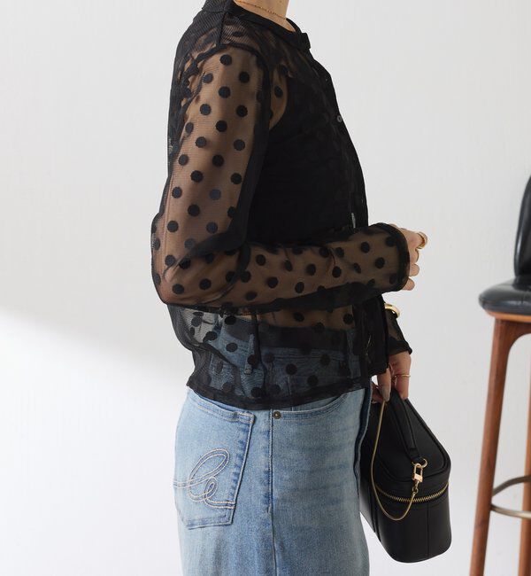  「【Nuel/ヌエル】 キャミ付きドットカーディガン」|Tシャツ・カットソー|