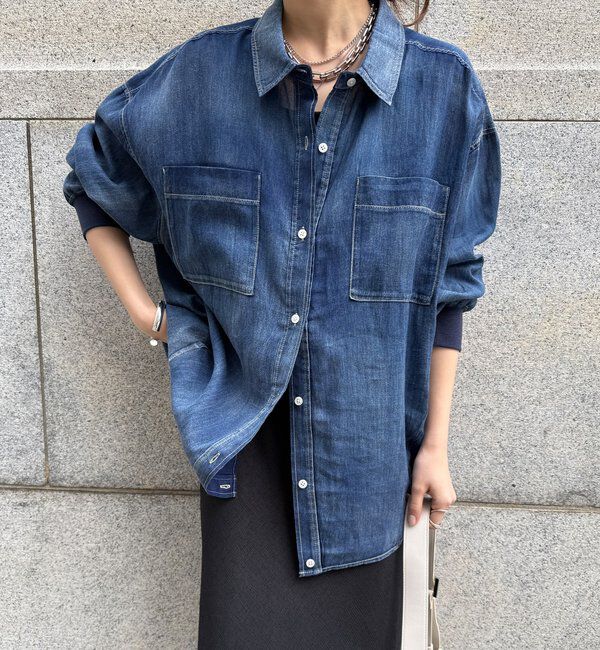  「袖リブシアーデニムシャツ」|シャツ・ブラウス|