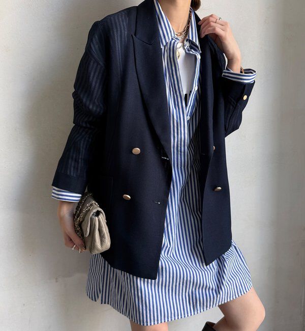  「DD刺繍チュニックシャツ」|シャツ・ブラウス|ブルー