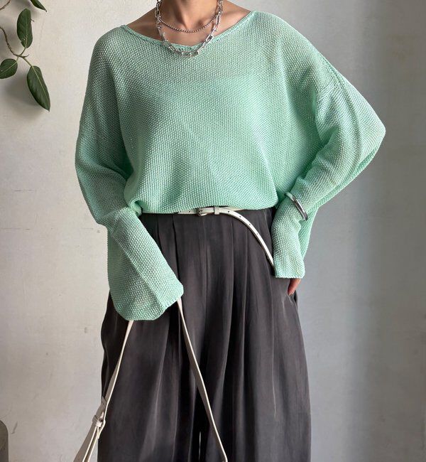  「前後2WAY鹿の子編みプルオーバー」|ニット・セーター|