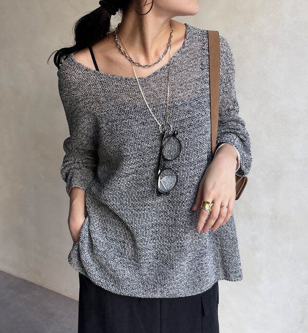  「前後2WAY鹿の子編みプルオーバー」|ニット・セーター|ブラックその他2