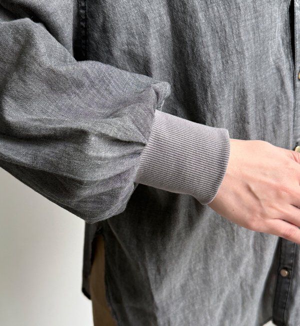  「シアーデニム袖リブVVシャツ」|シャツ・ブラウス|