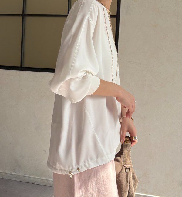  「袖ニット切替ドロストジョーゼットブラウス」|シャツ・ブラウス|