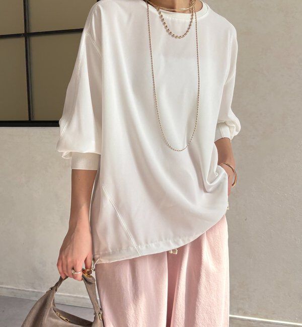  「袖ニット切替ドロストジョーゼットブラウス」|シャツ・ブラウス|