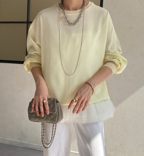  「袖ニット切替ドロストジョーゼットブラウス」|シャツ・ブラウス|