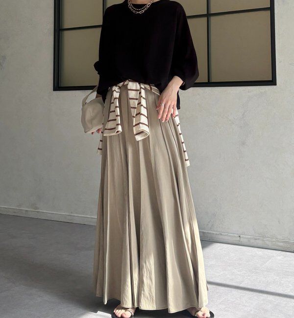  「袖ニット切替ドロストジョーゼットブラウス」|シャツ・ブラウス|