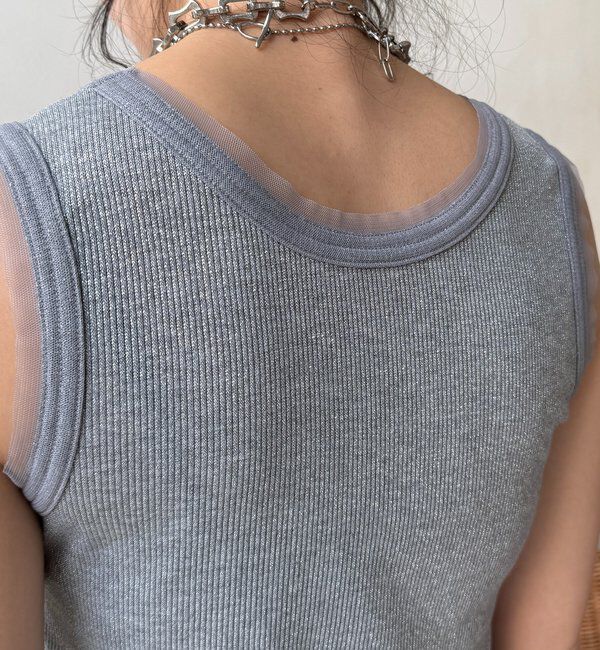  「ラメリブチュールタンク」|Tシャツ・カットソー|