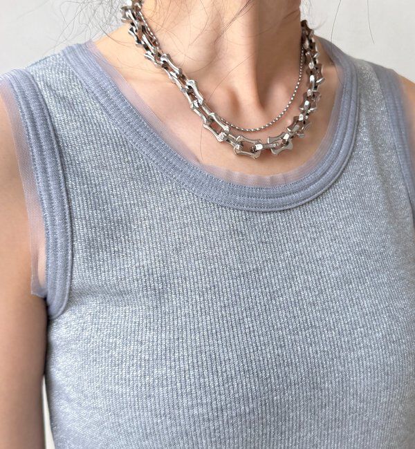  「ラメリブチュールタンク」|Tシャツ・カットソー|