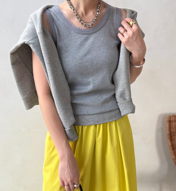  「ラメリブチュールタンク」|Tシャツ・カットソー|