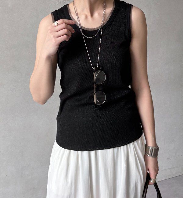  「ラメリブチュールタンク」|Tシャツ・カットソー|