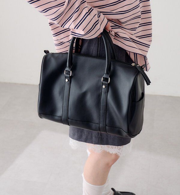  「【500mlペットボトル収納可】スタッズボストンバッグ」|ボストンバッグ|