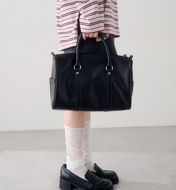  「【500mlペットボトル収納可】スタッズボストンバッグ」|ボストンバッグ|