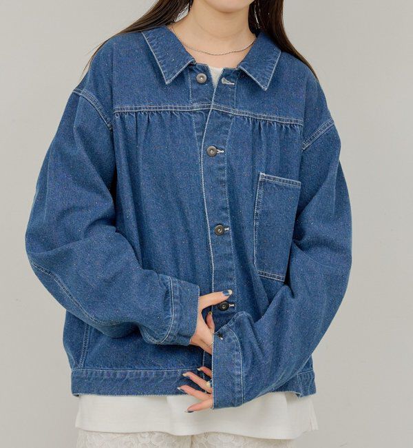  「【WHIMSIC】ネップデニムワークジャケット」|デニムジャケット|ブルー