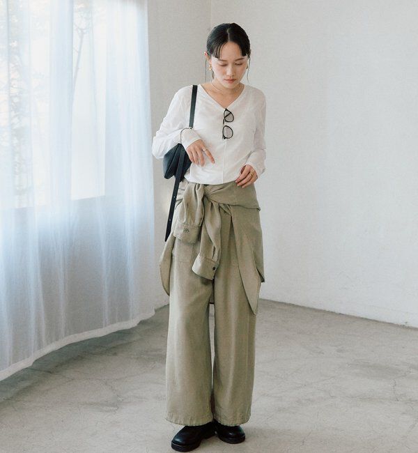  「【着回し力抜群】2wayセミシアーロンTee」|Tシャツ・カットソー|