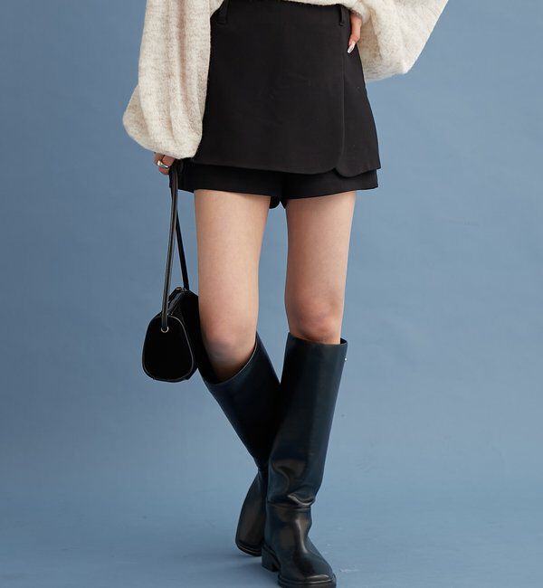  「ラップレイヤードミニスカパン	」|チノ|ブラック